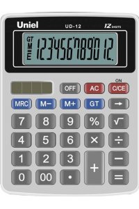 КАЛЬКУЛЯТОР 12 РАЗР НАСТ UNIEL UD-12К 126*95*25 ММ (9358)