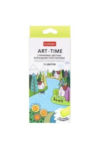 КАРАНДАШИ 12ЦВ ART-TIME (ПЛАСТИК СТИРАЕМ С ЛАСТИКОМ ТРЕХГРАНН) HATBER АРТ HATBER CS_085920 (1937)