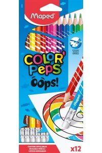 КАРАНДАШИ 12ЦВ MAPED COLOR`PEPS OOPS (ПЛАСТИК/С ЛАСТИКОМ) ЕВРОПОДВЕС 832812