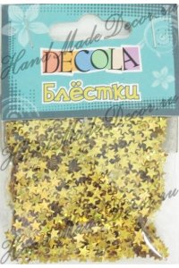 МАТЕРИАЛЫ Д/ТВОРЧ БЛЕСТКИ ДЕКОРАТ 4ММ ЗОЛОТО МАЙЯ РАДУЖНОЕ, ЗВЕЗДЫ ДЕКОЛА АРТ.W041-205-4 (0823)