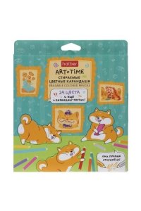 КАРАНДАШИ 24ЦВ +1 КАРАНДАШ-ЛАСТИК HATBER ART-TIME (ПЛАСТИК) ЕВРОПОДВЕС АРТ. CS_093060 (0831)