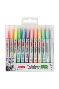 НАБОР МАРКЕРОВ ТЕКСТОВ 12ШТ ДВУСТОРОН ZEYAR KLERK 231667