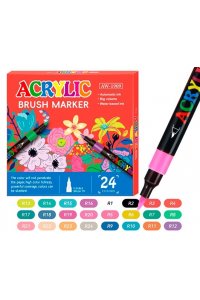 НАБОР МАРКЕРОВ АКРИЛ 24 ЦВ КИСТЬ 1-5 ММAW-1909/DN-19 (0197)