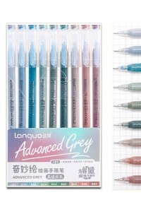 НАБОР РУЧЕК ГЕЛ 9ЦВ ОТТЕНКИ СЕРОГО 0,6 ММ LG-D0571/DL-536/DN-311 (7464)