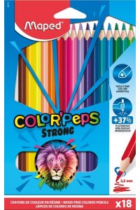 КАРАНДАШИ 18ЦВ MAPED COLOR`PEPS STRONG ПОВЫШ ПРОЧНОСТИ (ПЛАСТИК) ЕВРОПОДВЕС 862718 (7180)
