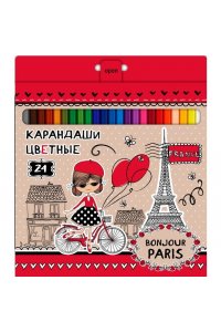 КАРАНДАШИ 24ЦВ HATBER BONJOUR PARIS /ЕВРОПОДВЕС/ АРТ.BKC_24113