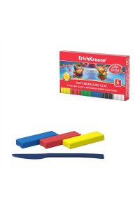 ПЛАСТИЛИН ВОСКОВОЙ МЯГКИЙ 6ЦВ 78Г (СО СТЕКОМ) ERICH KRAUSE 53414