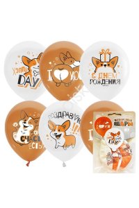 ШАР ВОЗДУШ WHITE&ORANGE КОРГИ 12