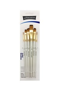 НАБОР КИСТЕЙ 6ШТ СИНТЕТИКА КРУГЛЫЕ (№ 2,4) И ПЛОСКИЕ (№6,8,10,12) CD-27 (4277)