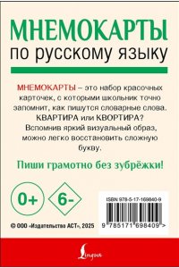. Мнемокарты по русскому языку. Словарные слова