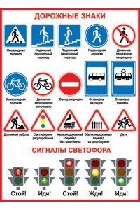 ПЛАКАТ 0-02-307 ДОРОЖНЫЕ ЗНАКИ (А2)
