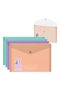 ПАПКА КОНВЕРТ НА КНОПКЕ А4 4 ОТД MATT PASTEL BLOOM (ПЛАСТИК) В АСС ЕК 61161