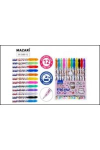НАБОР РУЧЕК ГЕЛ БЛЕСТКИ 12ЦВ MAZARI MEOW /БЛИСТЕР/ M-5840-12 (4055)
