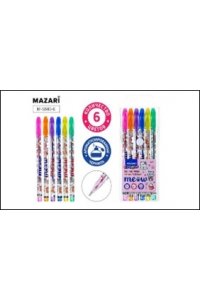 НАБОР РУЧЕК ГЕЛ БЛЕСТКИ 6ЦВ MAZARI MEOW /БЛИСТЕР/ M-5840-6 (3997)