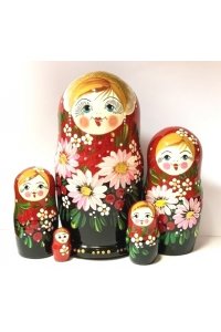 МАТРЕШКА 5 В 1 СРЕДНЯЯ (ЦВЕТЫ, ЭСКИЗ 32, РОМАШКИ С БРУСНИЧКОЙ) М05140332 (5191)