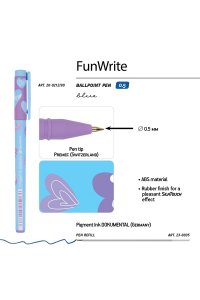 РУЧКА ШАР СИН FUNWRITE СЕРДЕЧКИ. ЭМОЦИИ. ГОЛУБОЕ НЕБО 0.5 BRUNO VISCONTI 20-0212/90 (1376)
