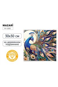 АЛМАЗНАЯ МОЗАИКА 30*30 ПАВЛИН ПОДРАМНИК ХОЛСТ ЧАСТИЧНАЯ ВЫКЛАДКА M-12262 (1793)