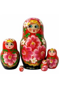 МАТРЕШКА 5 В 1 БОЛЬШАЯ (ЦВЕТЫ, ЭСКИЗ 15, ПИОНЫ C РОМАШКАМИ) М05160315 (0813)