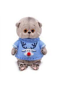 ИГРУШКА МЯГ БАСИК BABY (В СВИТЕРЕ С ОЛЕНЕМ) АРТ.BB-130 (9311)