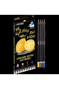 КАРАНДАШИ 12ЦВ DEVENTE JUICY BLACK 2М (ПЛАСТИК/ТРЕХГРАНН) 5022119 (7903)