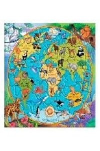 ПАЗЛ ФИГУРН НА ПОДЛОЖКЕ 30*30,5 СМ 80ЭЛ КАРТА МИРА ЖИВОТНЫЕ ГЕОДОМ (2422)