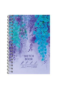 СКЕТЧБУК 60Л А5 ЭКСМО СПИРАЛЬ SOFT TOUCH ГЛИЦИНИЯ ТС5605292 (8092)