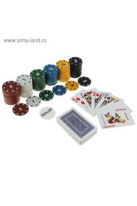 НАБОР Д/ИГРЫ В ПОКЕР 15*15СМ (ФИШКИ 120 ШТ+КАРТЫ 54 ШТ)СИМА-ЛЕНД АРТ.912897