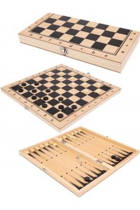 НАСТ ИГРА ШАХМАТЫ ШАШКИ НАРДЫ (ПОЛЕ 24*14,5*3 СМ) ДЕРЕВО *РЫЖИЙ КОТ* АРТ.ИН-9466