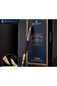 РУЧКА ПЕРЬЕВ MONTAGUT 0,5 ММ МЕТАЛЛ КОРПУС СЕРЕБРО/КОРИЧНЕВ ПОРШНЕВАЯ/ФУТЛЯР/ TJ-2/M307 (4183)