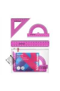 НАБОР ЧЕРТЕЖН 3 ПРЕДМ GLITTER (ЛИНЕЙКА 15 СМ УГОЛЬНИК 9 СМ ТРАНСПОРТИР 180°) ЕК 55537