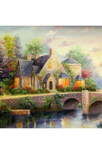 АЛМАЗНАЯ МОЗАИКА 30*30СМ УЮТНЫЙ ДОМИК (КВАДР. ЭЛ-ТЫ)АРТ.KM0214