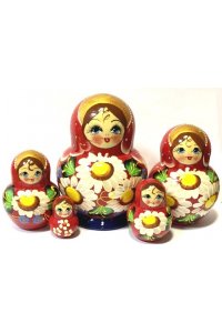 МАТРЕШКА 5 В 1 ЛАМПОЧКА СРЕДНЯЯ (ЦВЕТЫ, ЭСКИЗ 02, РОМАШКИ) МЛ05140302 (4743)