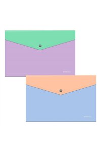 ПАПКА КОНВЕРТ НА КНОПКЕ A4 С ДОП КАРМАНОМ MATT PASTEL BLOOM В АСС ЕК 61149