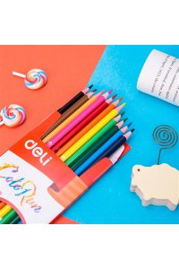 КАРАНДАШИ 12ЦВ DELI COLORUN ПЛАСТИК /ЕВРОПОДВЕС/ АРТ.EC00100 (0919)