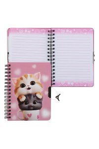 ЗАПИСН КН 60Л А6 ТВ ОБЛ СПИРАЛЬ НА ЗАМКЕ CUTE CATS КОКОС 242393 (2918)