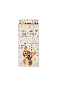 КАРАНДАШИ 12ЦВ LOVE ME. МИЛЫЙ КОТИК ТРЕХГРАН BRUNO VISCONTI 30-0154 (5861)