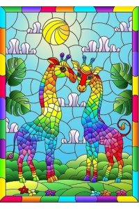 НАБОР Д/ТВОРЧ АППЛИКАЦИЯ БЛЕСТЯЩИЙ ВИТРАЖ ЖИРАФЫ АРТ.DT-1040-11V (363)