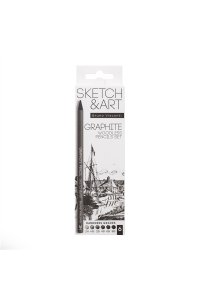 КАРАНДАШ Ч/Г НАБОР 6ШТ SKETCH&ART (ЦЕЛЬНОГРАФИТОВЫЕ) BRUNO VISCONTI 25-005 (7412)
