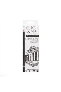 КАРАНДАШ УГОЛЬНЫЙ НАБОР 6 ШТ (МЯГК/СРЕДН/ТВЕРД) SKETCH&ART 25-002 (7382)