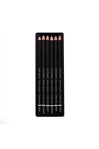 КАРАНДАШ УГОЛЬНЫЙ НАБОР 6 ШТ (МЯГК/СРЕДН/ТВЕРД) SKETCH&ART 25-002 (7382)