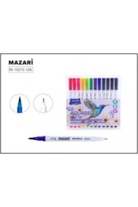 НАБОР МАРКЕРОВ АКВАРЕЛЬНЫХ ДВУСТОРОН (КИСТЬ+ЛИНЕР) 12ЦВ AQUARELLE MAZARI M-15213-12A (4164)
