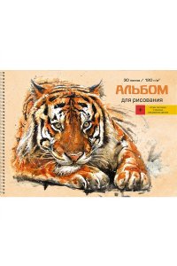 АЛЬБОМ Д/РИС 30Л ЭКСМО СПИРАЛЬ МАТОВ ЛАК+1Л СОВЕТЫ ПО СКЕТЧИНГУ ТИГР АС302434 (2856)