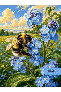 РОСПИСЬ ПО НОМЕРАМ 30*40 ШМЕЛЬ И НЕЗАБУДКИBAH0032 (3781)