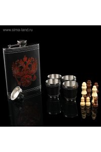 ПОДАРОЧНЫЙ НАБОР 7В1: ФЛЯЖКА С ГЕРБОМ, 4 РЮМКИ, ВОРОНКА, ШАХМАТЫСИМА-ЛЕНД АРТ.3470683