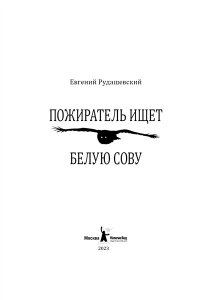Рудашевский Евгений Пожиратель ищет Белую сову, авт. Рудашевский Е., 978-5-907514-53-9, ИД Тинбук