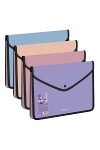 ПАПКА КОНВЕРТ НА КНОПКЕ A4+ ОБШИТАЯ MATT MANGA В АСС ЕК 61165