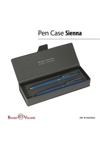 НАБОР РУЧКА ШАР+РУЧКА ПЕРЬЕВ SIENNA СИНИЙ КОРП /ЧЕРНЫЙ ФУТЛЯР/ BRUNO VISCONTI 20-0222/0344 (9758)