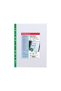 ПАПКА-ФАЙЛ А4 FIZZY CLEAR 40 МКМ ЗЕЛЕН ПОЛОСА (1ШТ=УПАКОВКА 10ШТ) АРТ.ЕК 46708