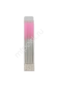 СВЕЧИ МЕТАЛЛИК PINK & SILVER 15СМ С ДЕРЖАТЕЛЯМИ (НАБОР 12ШТ) АРТ.6075873 (5873)