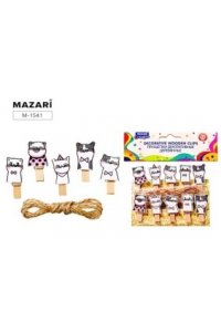 ПРИЩЕПКИ ДЕКОРАТ MAZARI CUTE CATS ДЕРЕВЯНН 10ШТ (ПАКЕТ) M-1541 (7927)